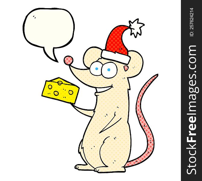 Comic Book Speech Bubble Cartoon Christmas Mouse