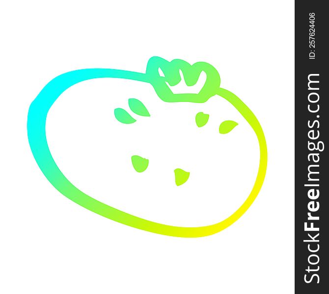 cold gradient line drawing of a cartoon tomato