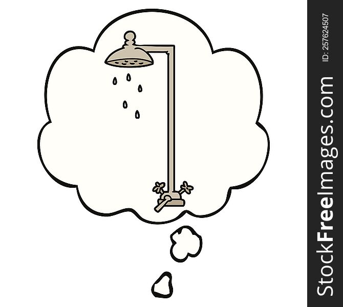 cartoon shower with thought bubble. cartoon shower with thought bubble