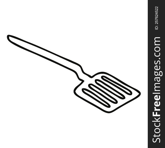 line drawing quirky cartoon spatula. line drawing quirky cartoon spatula