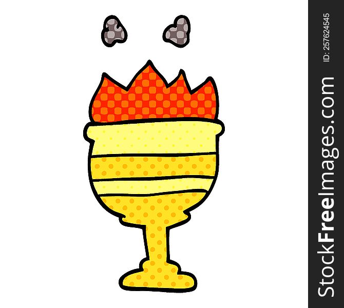 Cartoon Doodle Flaming Golden Cup