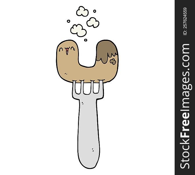 cartoon sausage on fork