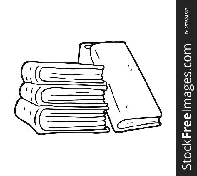 Black And White Cartoon Stack Of Books