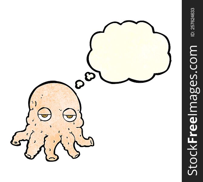 Cartoon Alien Squid Face With Thought Bubble