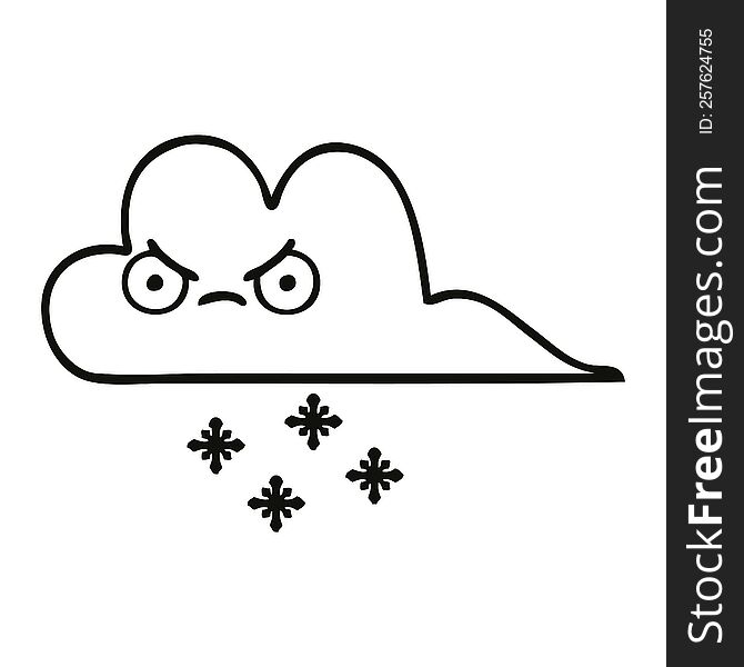 Line Drawing Cartoon Snow Cloud