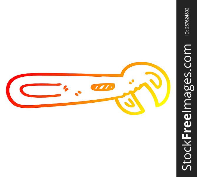 warm gradient line drawing of a cartoon adjustable spanner