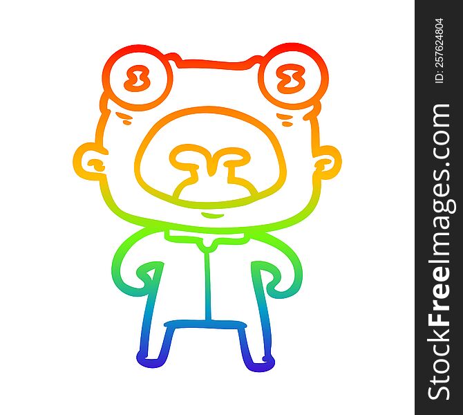 Rainbow Gradient Line Drawing Cartoon Weird Alien Shouting