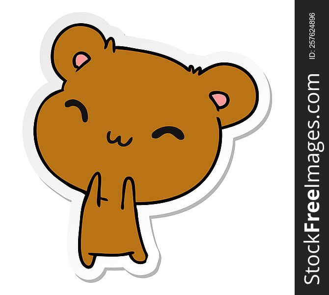 sticker cartoon illustration kawaii cute teddy bear. sticker cartoon illustration kawaii cute teddy bear