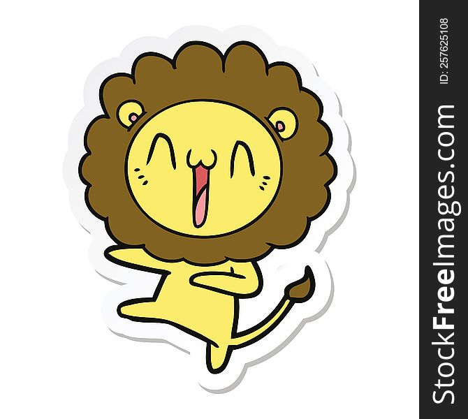Sticker Of A Happy Cartoon Lion