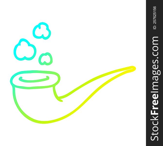 cold gradient line drawing of a cartoon smoking pipe