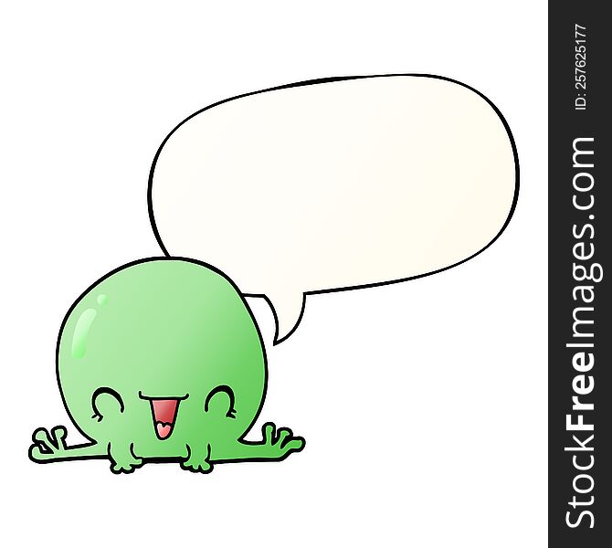 Cartoon Frog And Speech Bubble In Smooth Gradient Style