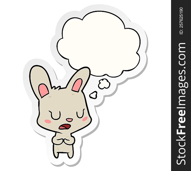 Cartoon Rabbit Talking And Thought Bubble As A Printed Sticker