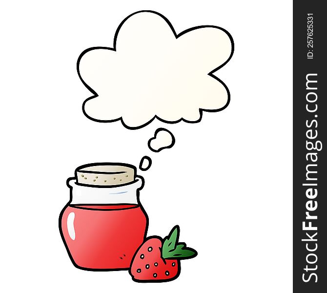Cartoon Jam Jar And Thought Bubble In Smooth Gradient Style