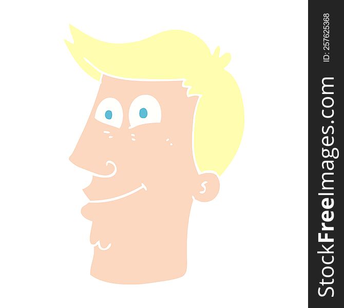 Flat Color Illustration Of A Cartoon Male Face