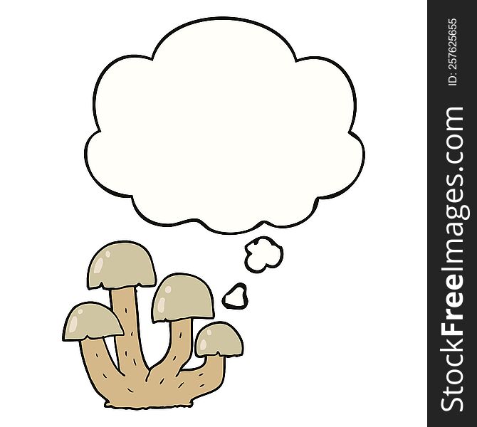 Cartoon Mushroom And Thought Bubble