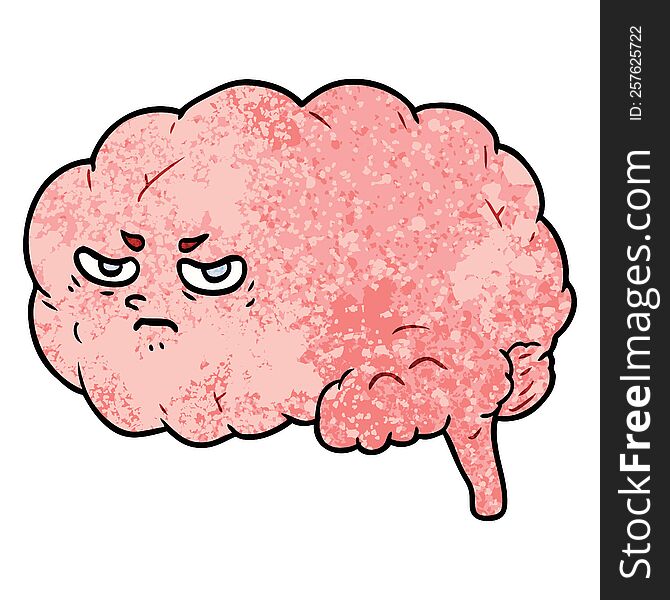 cartoon angry brain. cartoon angry brain