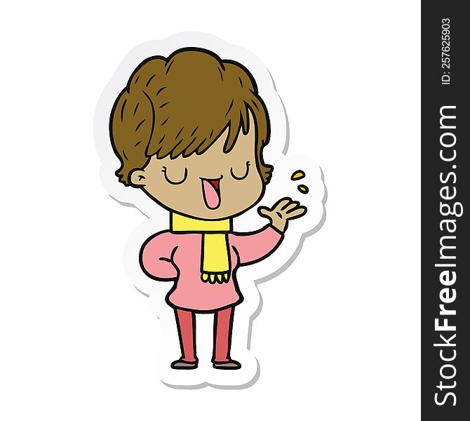 sticker of a cartoon woman talking