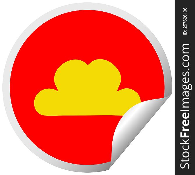 circular peeling sticker cartoon of a snow cloud