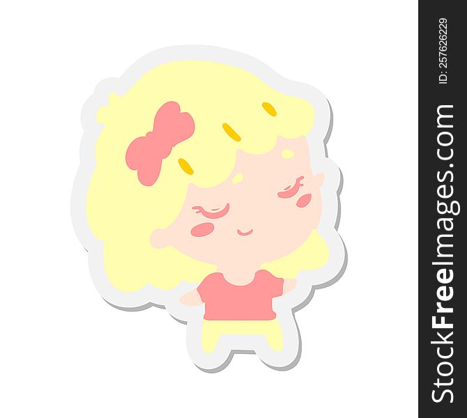 Cartoon Happy Girl Sticker