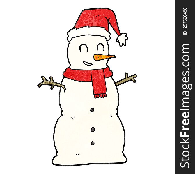 freehand textured cartoon snowman