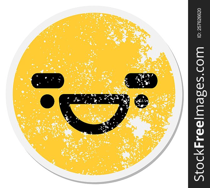 happy big eyebrow face circular sticker