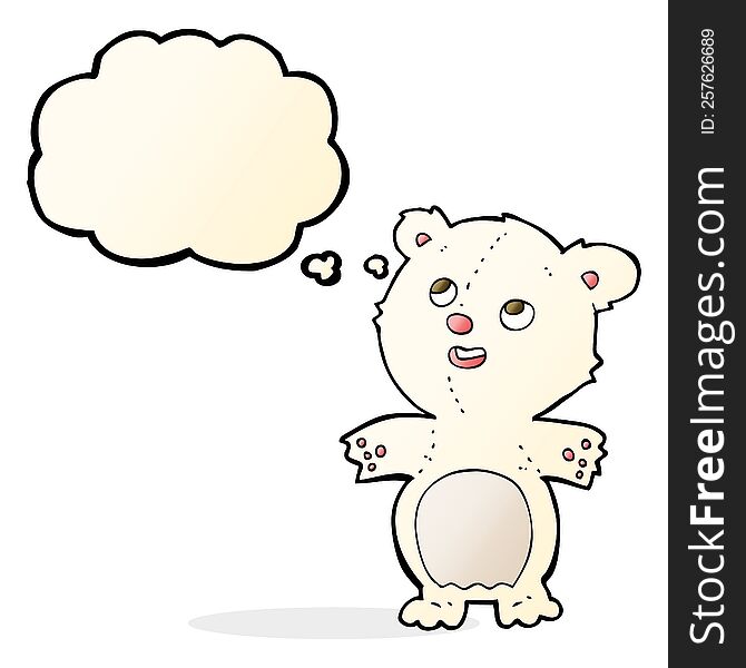 Cartoon Happy Little Polar Bear With Thought Bubble