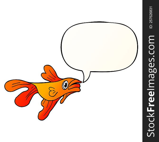 cartoon fighting fish with speech bubble in smooth gradient style