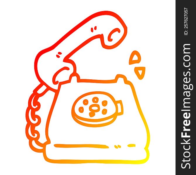 warm gradient line drawing of a cartoon telephone ringing