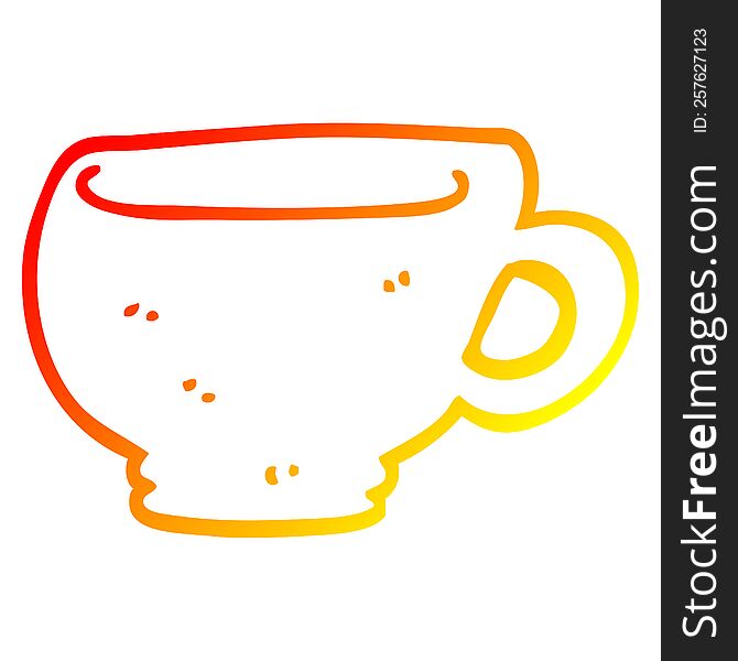 warm gradient line drawing of a cartoon cup