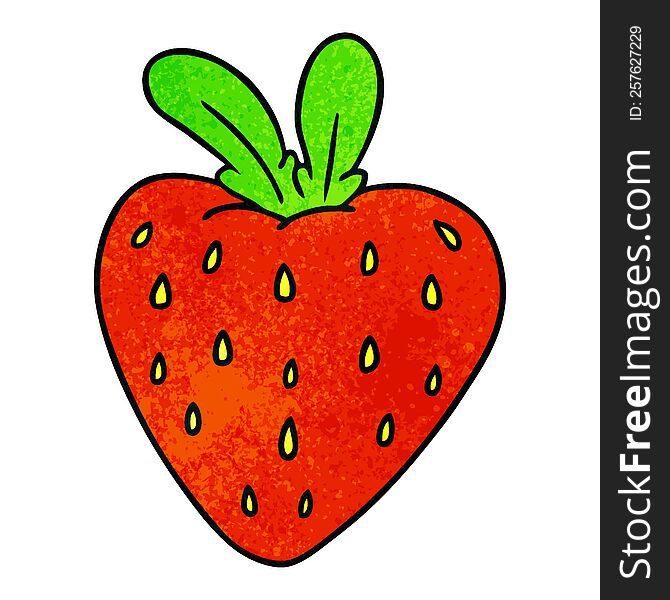 Textured Cartoon Doodle Of A Fresh Strawberry