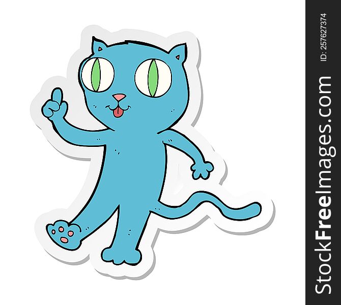 Sticker Of A Cartoon  Cat With Idea