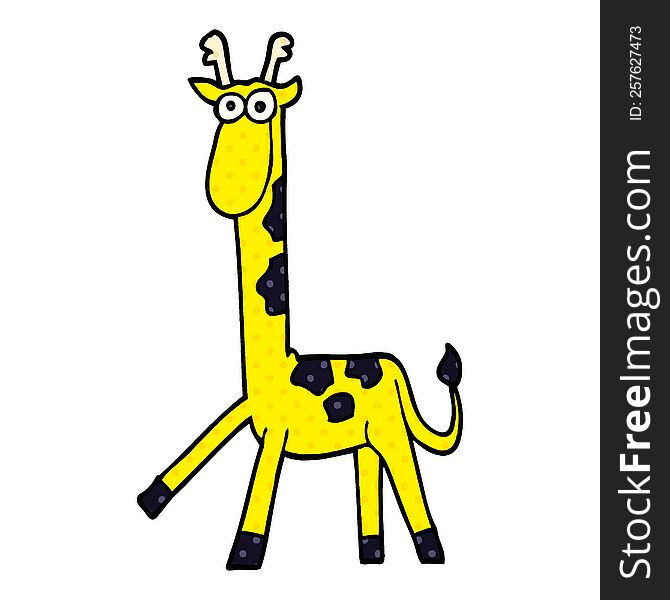 Cartoon Doodle Walking Giraffe