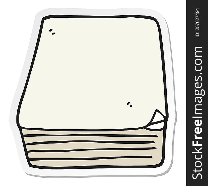 sticker of a cartoon stack of paper