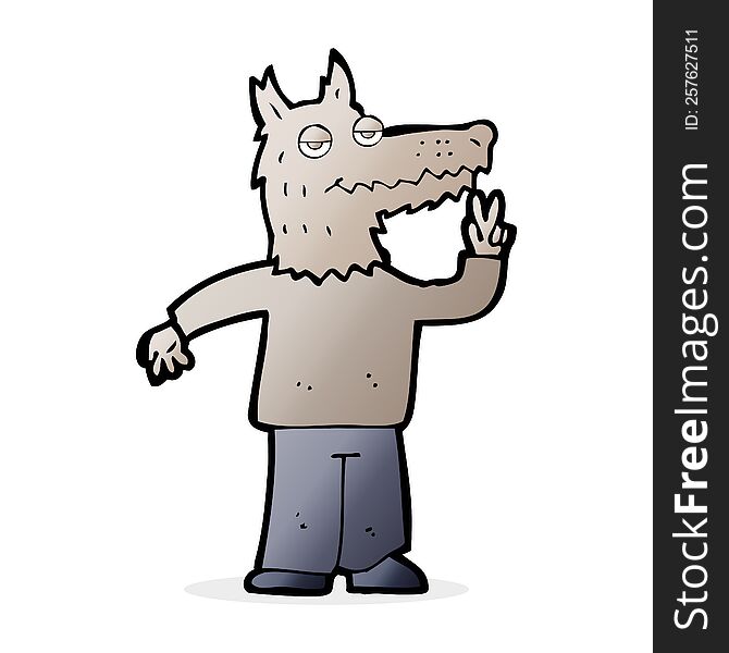 cartoon happy wolf man
