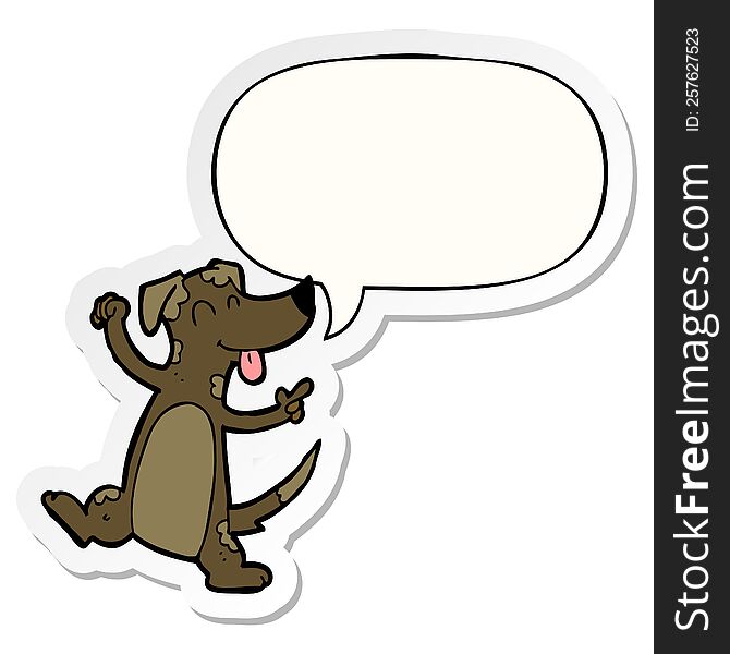 Cartoon Dancing Dog And Speech Bubble Sticker