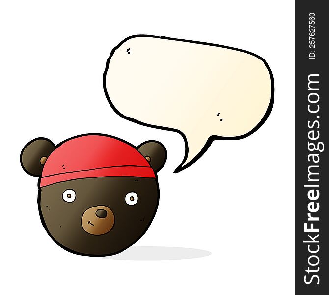 Cartoon Black Bear Face With Speech Bubble