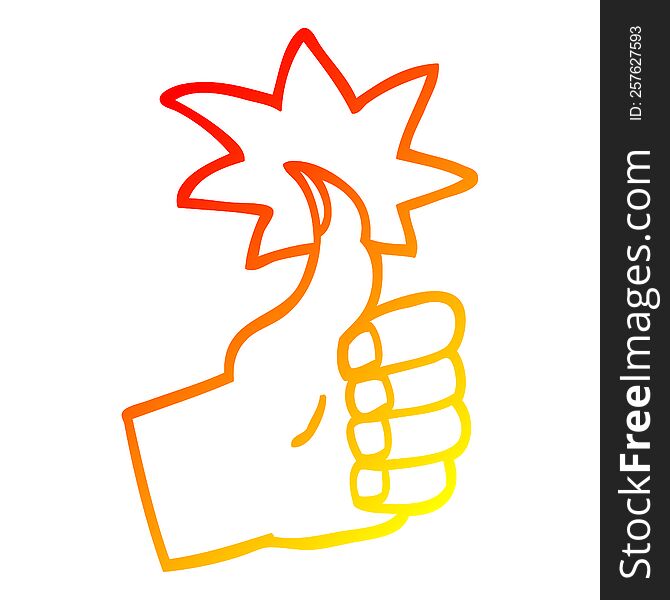 warm gradient line drawing of a cartoon thumbs up symbol