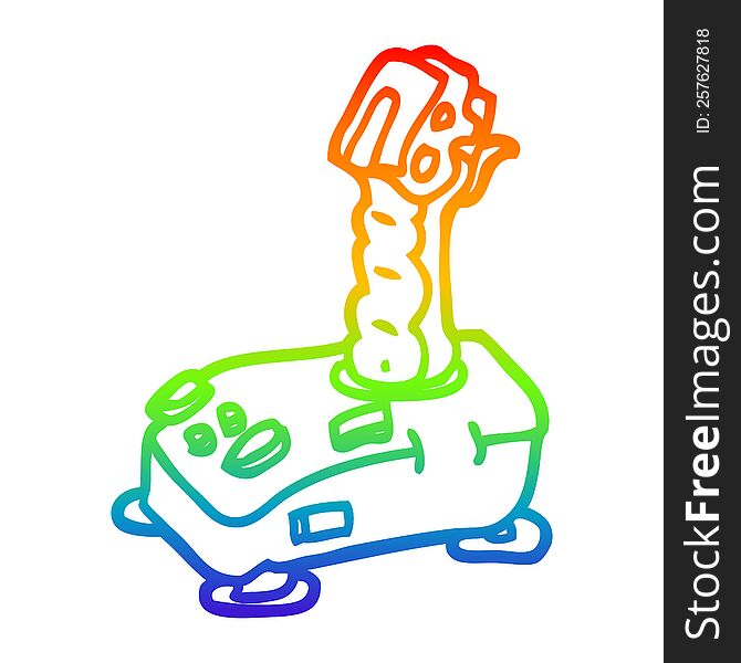 rainbow gradient line drawing of a cartoon joystick