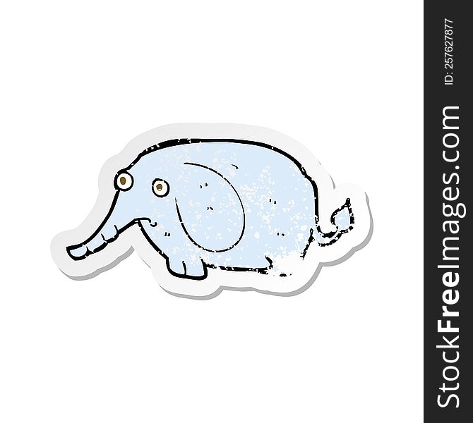 Retro Distressed Sticker Of A Cartoon Sad Little Elephant