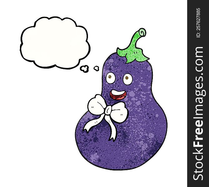Thought Bubble Textured Cartoon Eggplant