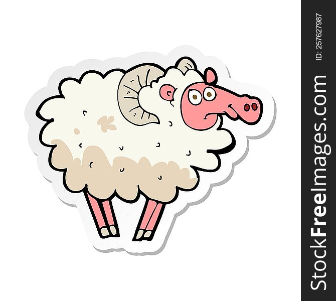 sticker of a cartoon dirty sheep