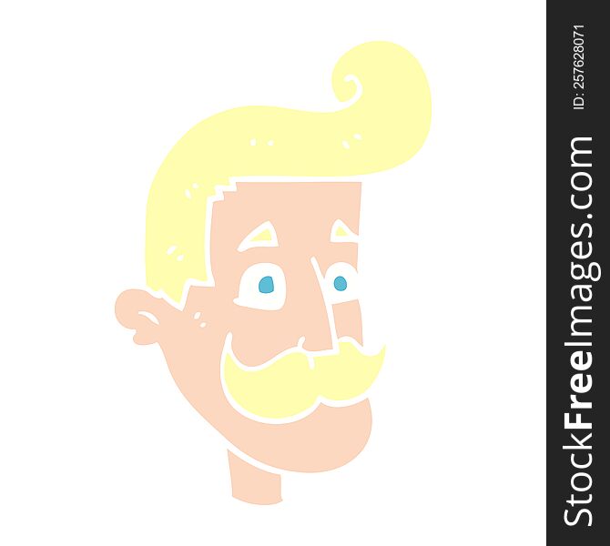 flat color illustration of man with mustache. flat color illustration of man with mustache