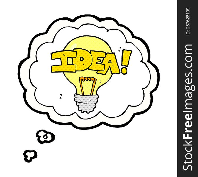 freehand drawn thought bubble cartoon idea light bulb symbol