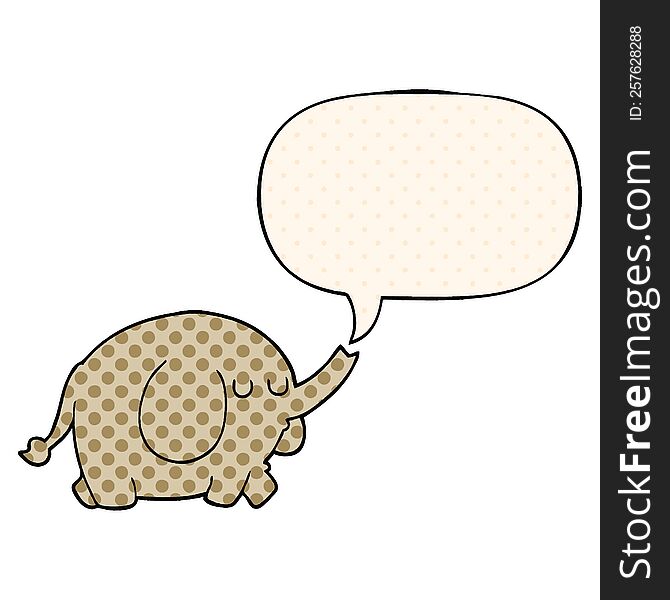Cartoon Elephant And Speech Bubble In Comic Book Style