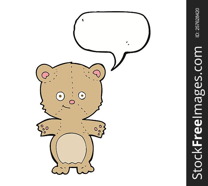 Cartoon Teddy Bear With Speech Bubble