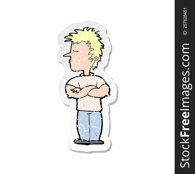 retro distressed sticker of a cartoon man refusing to listen