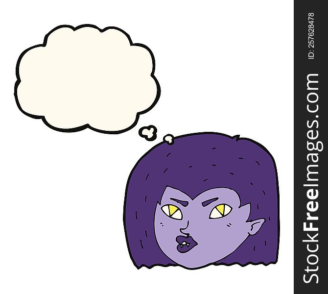 Cartoon Vampire Face With Thought Bubble