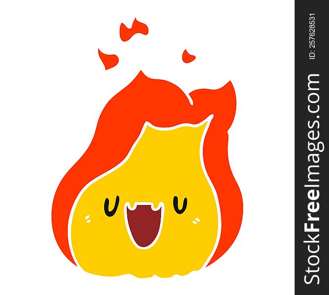 cartoon illustration kawaii cute fire flame. cartoon illustration kawaii cute fire flame