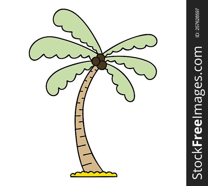 hand drawn quirky cartoon palm tree. hand drawn quirky cartoon palm tree