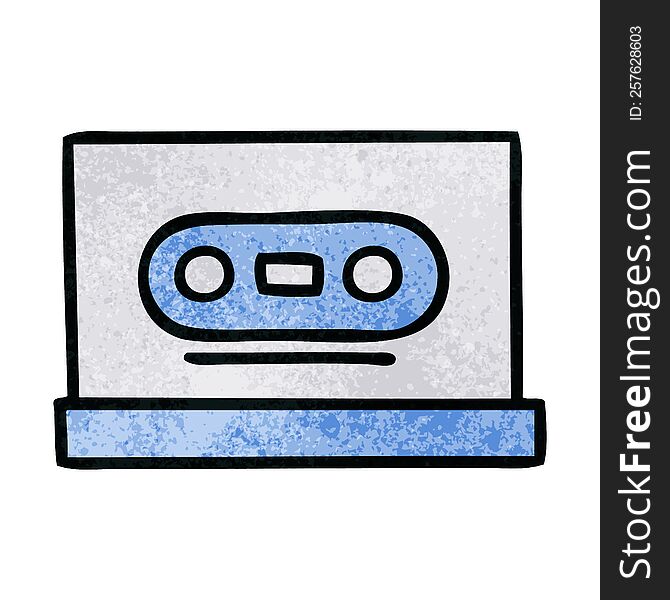 retro grunge texture cartoon of a retro cassette